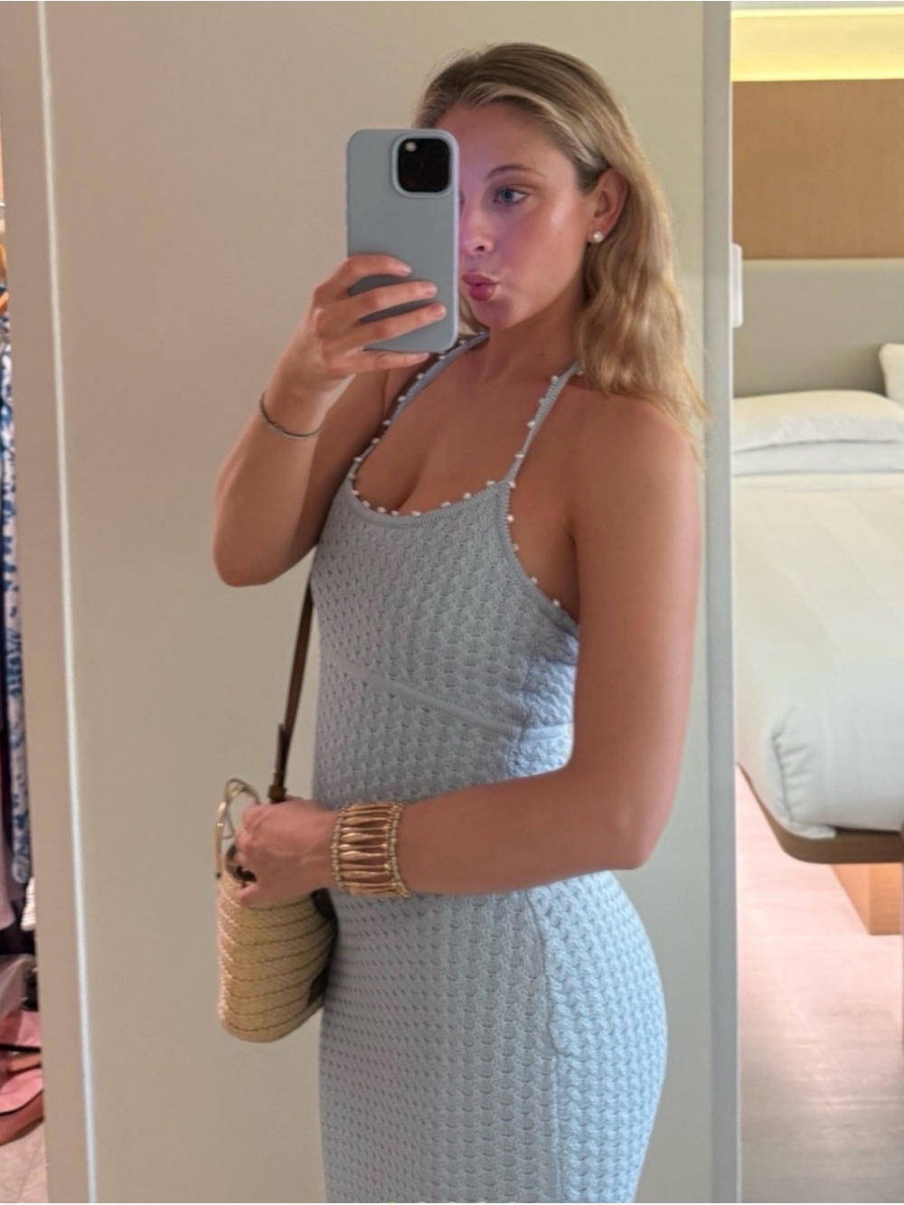 Light Blue Knit Dress - Women